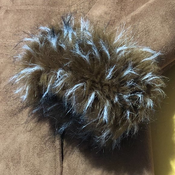 Carolina Colours Womens Size M Tan Genuine Suede Leather Faux Fur Shearling Coat - Picture 3 of 12